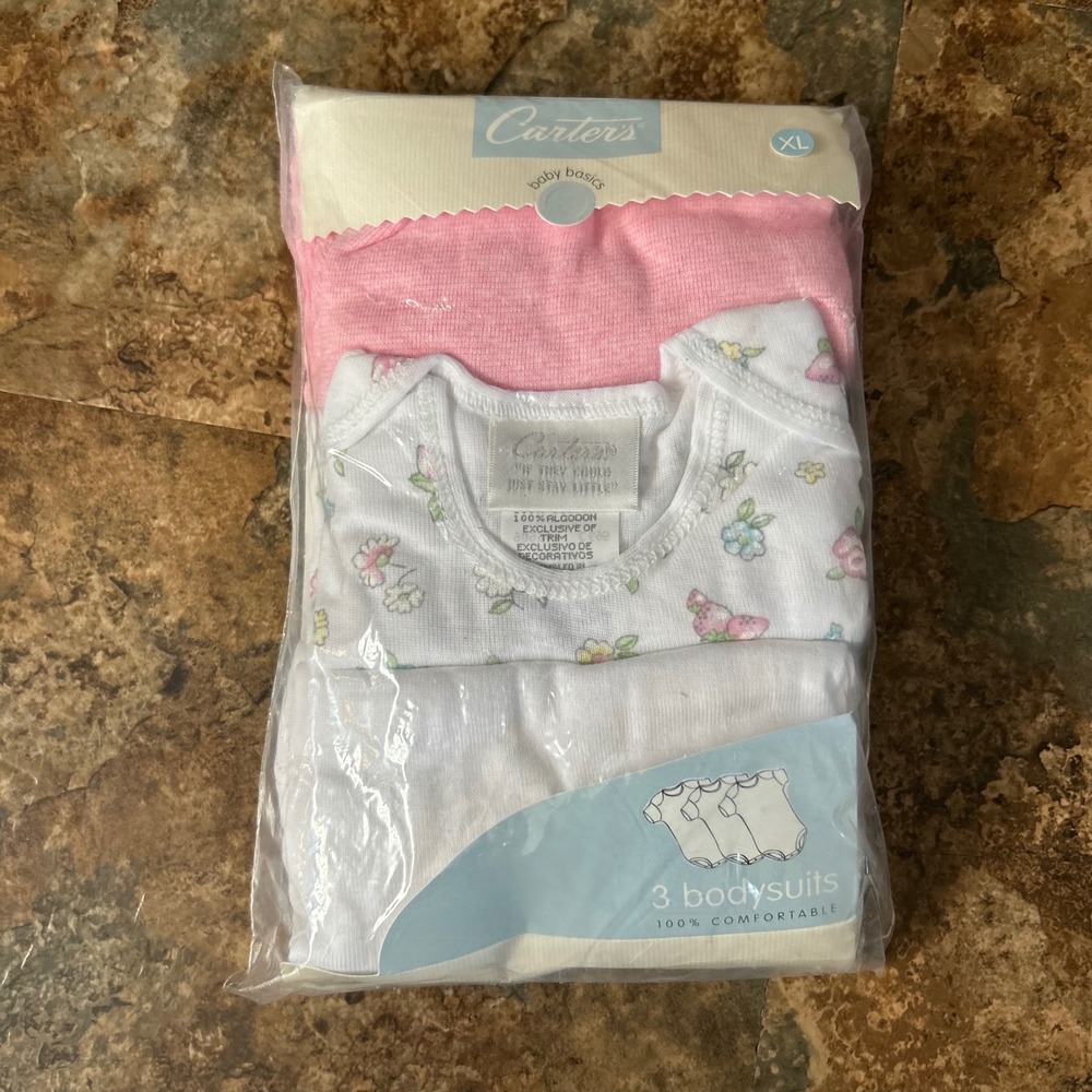 Vintage Carter's 3 Piece Bodysuits Baby Girl's Size XL 9-12 Months